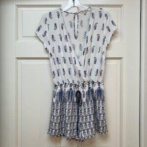 Bleuh Ciel blue and off white paisley romper size S